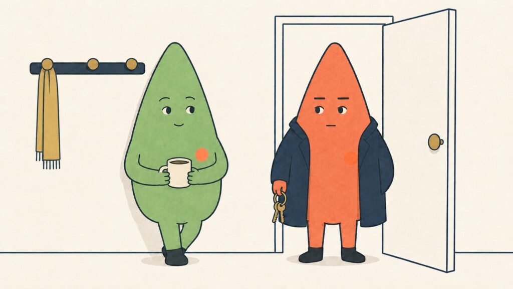 Pareja con dos estilos muy diferentes en la puerta de casa