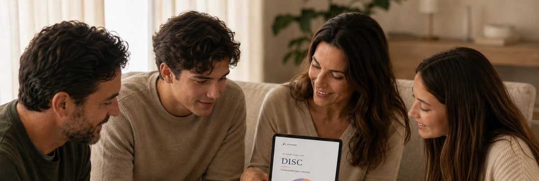 Una familia comparte y comenta su informe familiar de Avenen